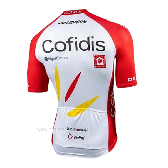 2020 Ropa Ciclismo Cofidis Rojo Blanco Mangas Corta y Culotte Corto